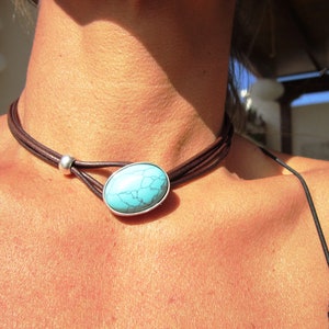 SALE 50% OFF turquoise necklace statement necklace for women, turquoise jewelry, choker necklace, Kekugi handmade jewelry image 4