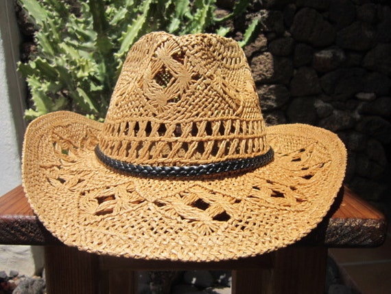 100 STRAW SUMMER COWBOY HAT LEATHER BAND FESTIVAL HAT 5051849001333 3