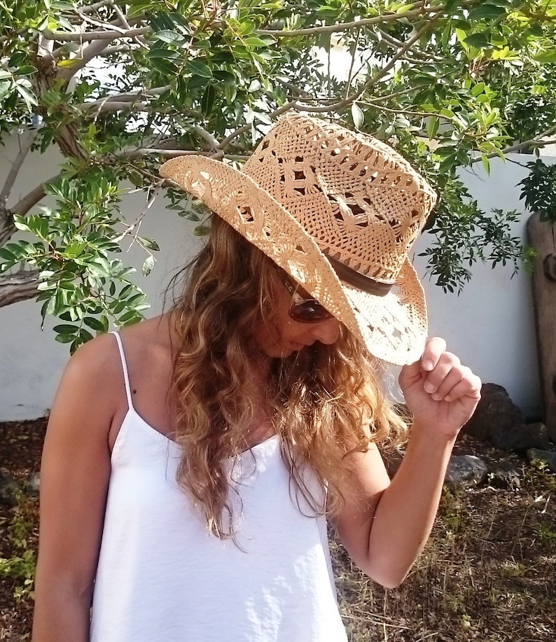 Boho Cowboy Hats for Women Bohemian Cowgirl Straw Hat Etsy