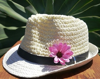 Boho hats for women, bohemian straw sun hat, fedora flower hats, design by kekugi