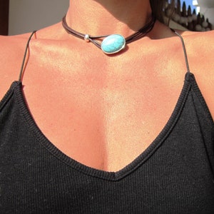 SALE 50% OFF turquoise necklace statement necklace for women, turquoise jewelry, choker necklace, Kekugi handmade jewelry image 6