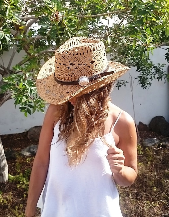 Boho Cowboy Hats for Women, Bohemian Cowgirl Straw Hat, Stetson Western Hats, kekugi