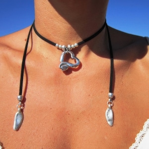 Boho wrap necklace, handmade jewelry, bohemian hippy jewelry, boho necklaces, minimalist jewelry, necklace with heart