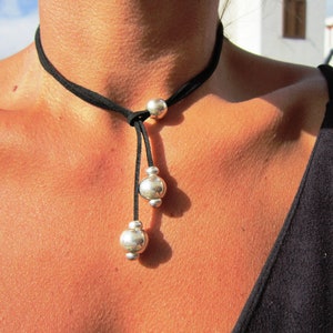 Lariat silver statement necklace for women