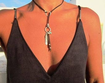 boho necklace, Y necklaces, lariat necklace, boho jewelry, silver necklaces, ring necklace, silver ring, Valentines day gift