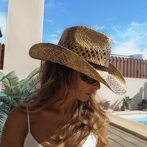 Coastal cowgirl Custom Straw cowboy hat for women • western summer festival