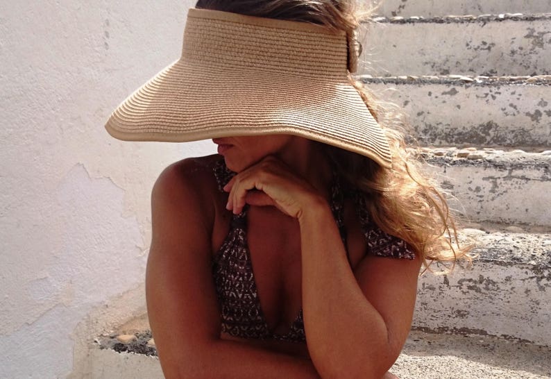 straw beach hat, Beach visor, sun visor summer hats image 3