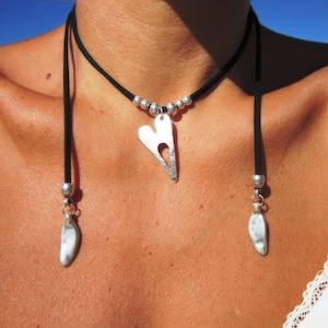 heart pendant wrap leather necklace,  boho jewelry, bohemian hippy jewelry, boho necklaces, minimalist jewelry