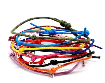 Slider Anklet & Link Adjustable Sliding Knot Handmade Wax Cotton Cord Beach Festival Swimming Concert Friendship Holiday Summer Everyday