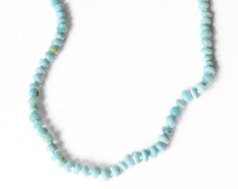 Peruvian Opal Necklace | Hand-knotted Opal Necklace | Blue Peruvian Opal