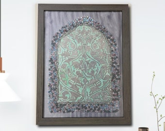 Arabesque Window Painting, Mamluk Art, Medieval Decor (18x24)