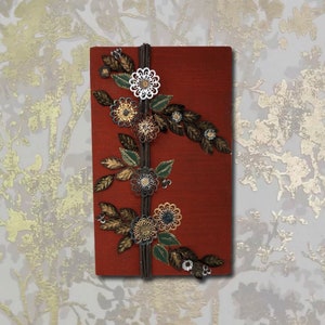 The Arabesque® Wooden Home Decor Red Silk Floral Rustic Wall Hanging with Tree of Life Artwork (14 &quot; x 20&quot;) Wall Art; Silk Flowers;