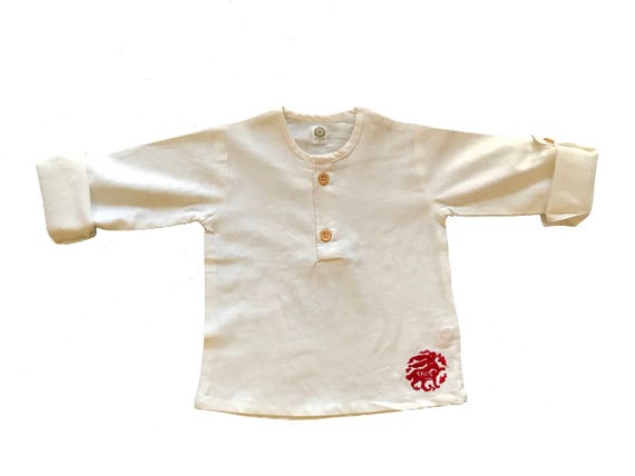 White Linen Childrens Unisex Girls and Boys Button-up Tunic With Medieval Embroidered Bunny: Perfect For Summer!! Indoor and Outdoor WEAR