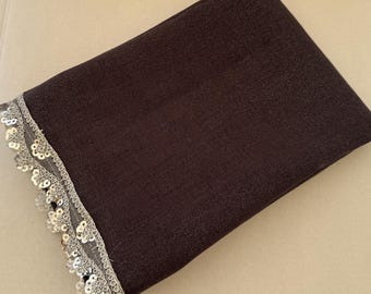 Handmade Lace Trim Scarf - Dark Gray Elegant Wear