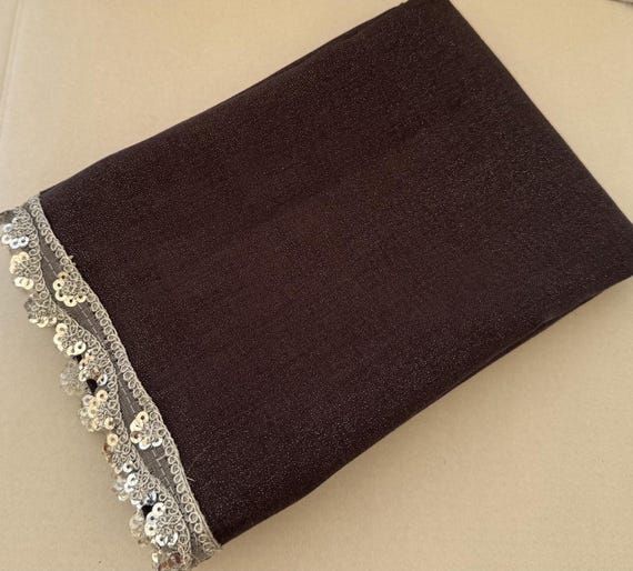 Handmade Lace Trim Scarf - Dark Gray Elegant Wear