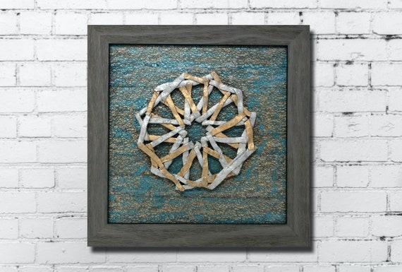 The Arabesque® Modern-Look Wall Art With Metallic Polymer Clay Sculpted Medieval Islamic Geometric Arabesque Pattern; Medieval Islamic Art