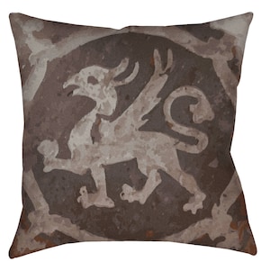 Medieval Griffin Art Home Decor Pillow Inspired From The 14th Century Tile Floor Of Glastonbury Abbey, England