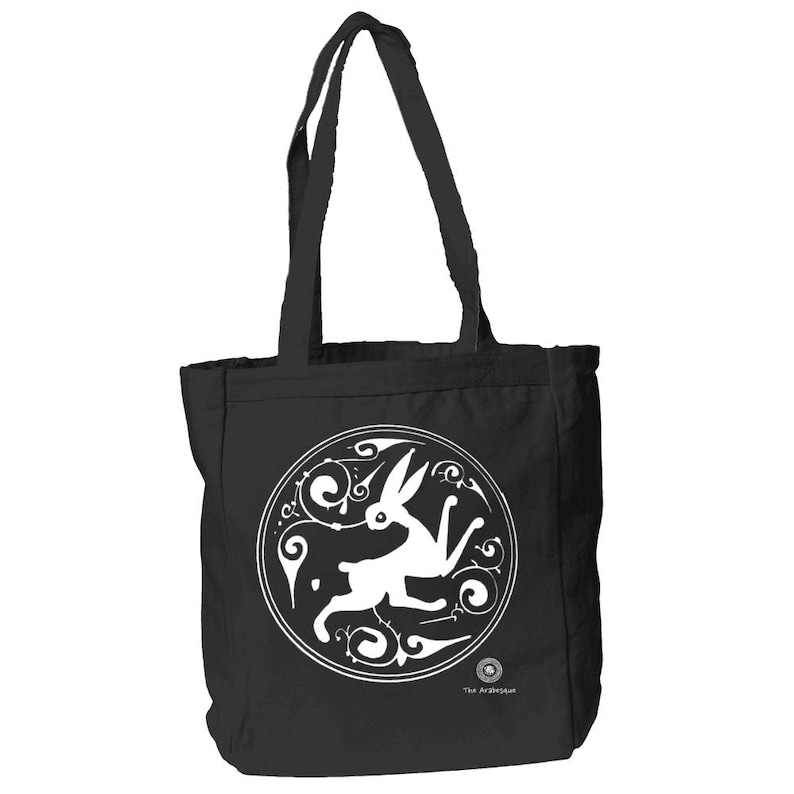 Medieval Art 12 oz Canvas Book Tote Bag By The Arabesque Power To The Bunny