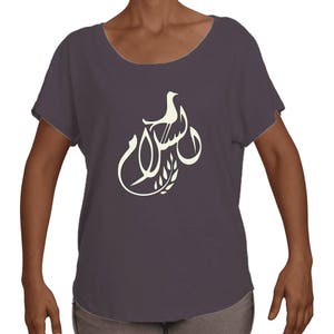Women&#39;s Arabic Peace Dolman Triblend Cotton Shirt by The Arabesque