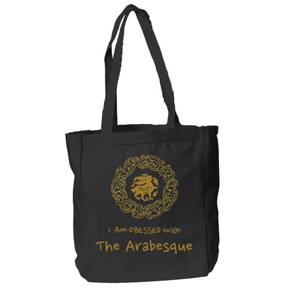 Arabesque Obsession - Medieval Fatimid Bunny Arabesque Art 12 oz Canvas Book Tote by The Arabesque