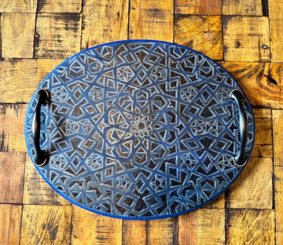 Arabesque Tray: Medieval Islamic Art, Silver Finish (11 x 14")