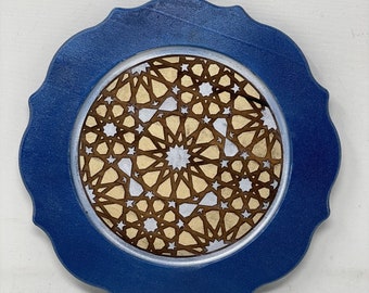 The Arabesque®  WoodenPlates, decorative Plates, Charger Wooden Plates, laser Engraved Medieval Geometric Pattern. Price per plate