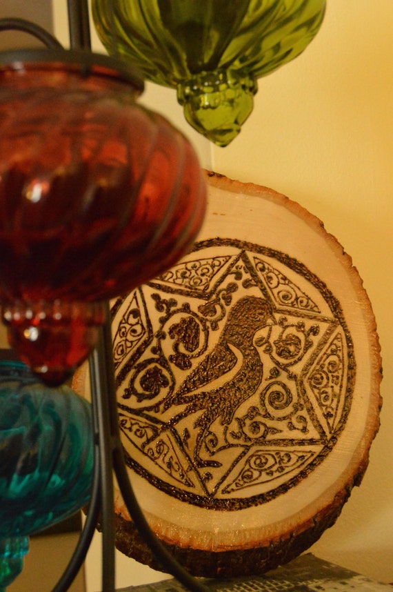 Wooden Wall Art: The Joy Bird - A Wood Plaque Burned With A Fatimid Bird Motif From The 12th Century