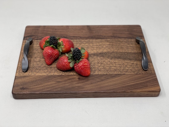 The Arabesque® Decorative Wooden Tray  With Medieval Islamic Geometric Engraved Arabesque Pattern. Cheese Plate; Serving Tray; Coffee Tray