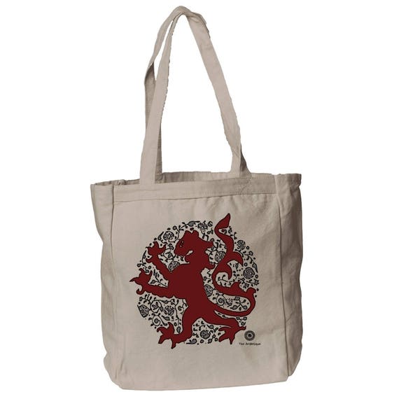 A Lion's Roar - Medieval Lion 12 oz Canvas Book Tote Bag by The Arabesque