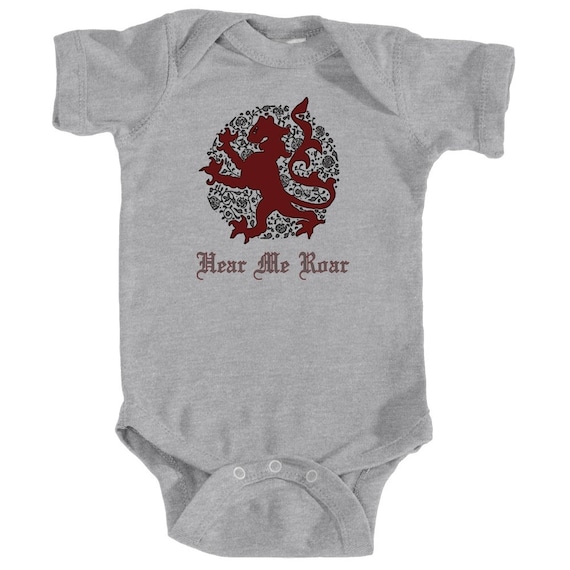 A Lion's Roar - Medieval Lion Arabesque Romper Bodysuit For Infants and Toddlers