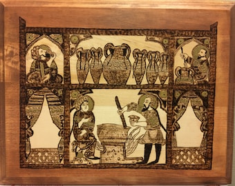 Woodburned Pharmacy Art, Medieval Islamic Decor, Pharmacist Gift