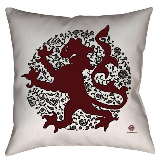 Hear Me Roar - Medieval Spanish Lion Arabesque Design Home Decor Animal Print Pillow By The Arabesque