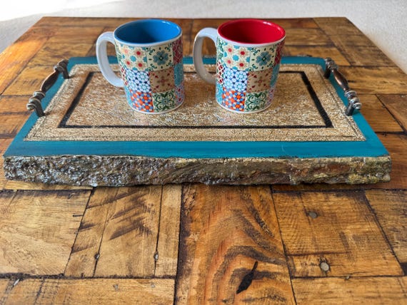 The Arabesque® Medieval Decorative Wooden Vanity or Accent Tray with Laser Engraved Handpainted Arabesque Design