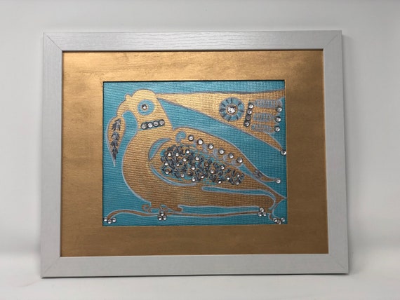 The Arabesque® "Abbasid Lustre Birds" Framed Wall Art Inspired From A 10th Century Lustreware Vase