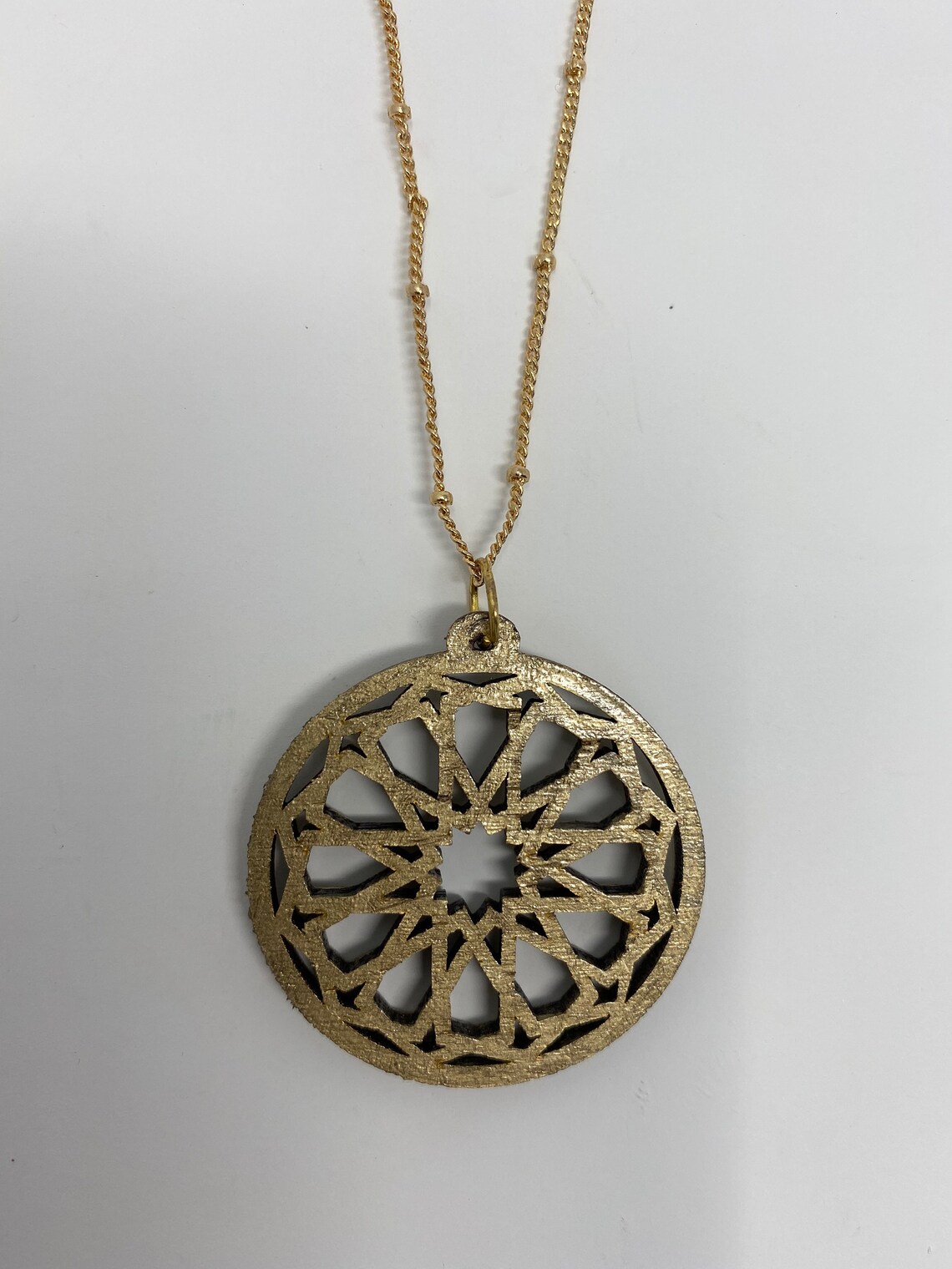 The Arabesque® Medieval Geometric Pattern Wooden Pendant With - Etsy