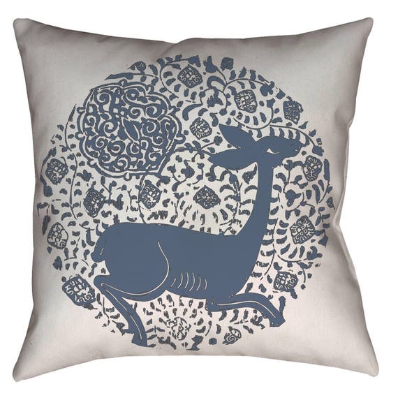 Zen Collection - Spanish Deer Medieval Valencian Hart And Arabesque Design Decor Pillow