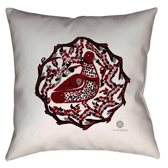 Zen Home Collection Medieval Historical 9th Century Dove Arabesque Throw Pillow