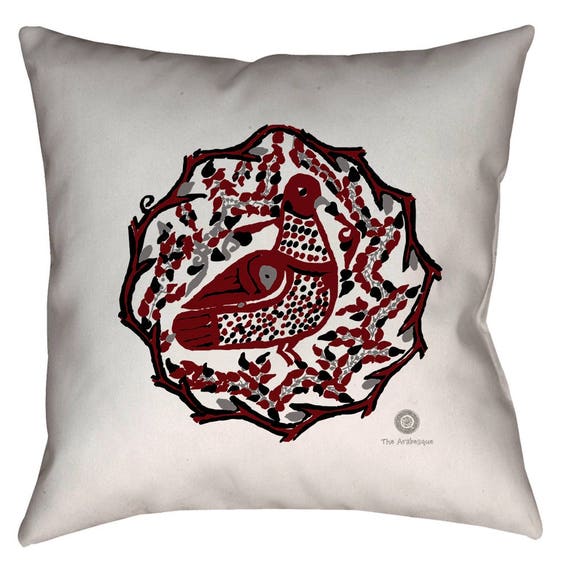 Zen Home Collection Medieval Historical 9th Century Dove Arabesque Throw Pillow