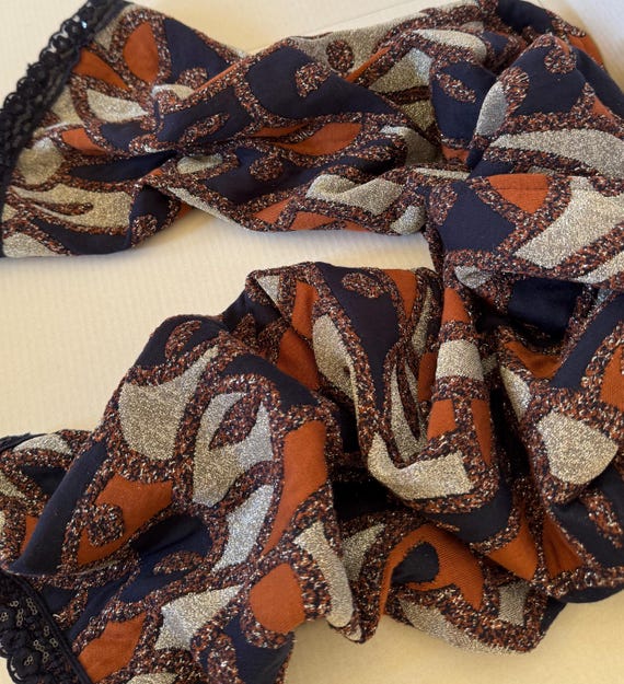 Handmade Arabesque Scarf with Rich Colors and Elegant Trim