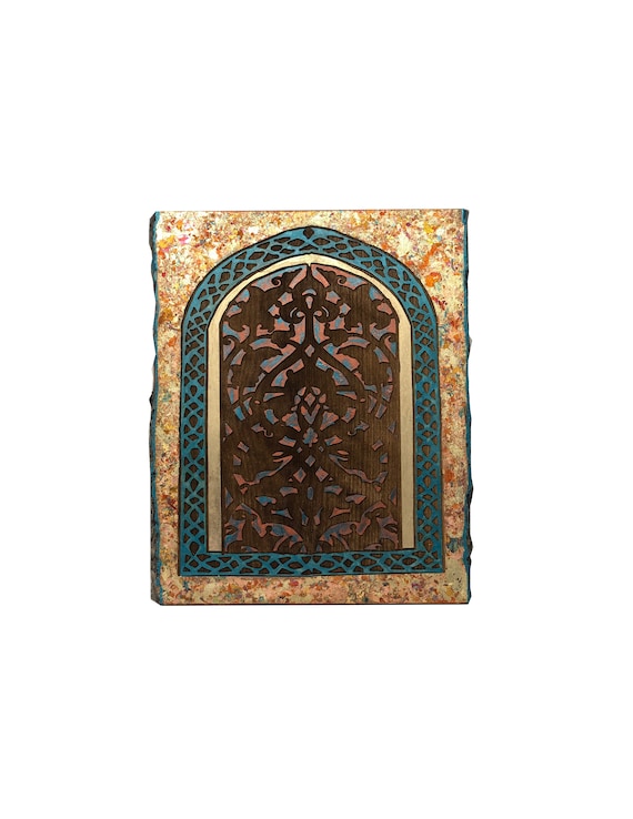 The Arabesque® Elegant Wooden Wall Art - Medieval Fatimid Arabesque Window Pattern From the al-Jami al-Anwar the (Al-Hakim Mosque) in Cairo