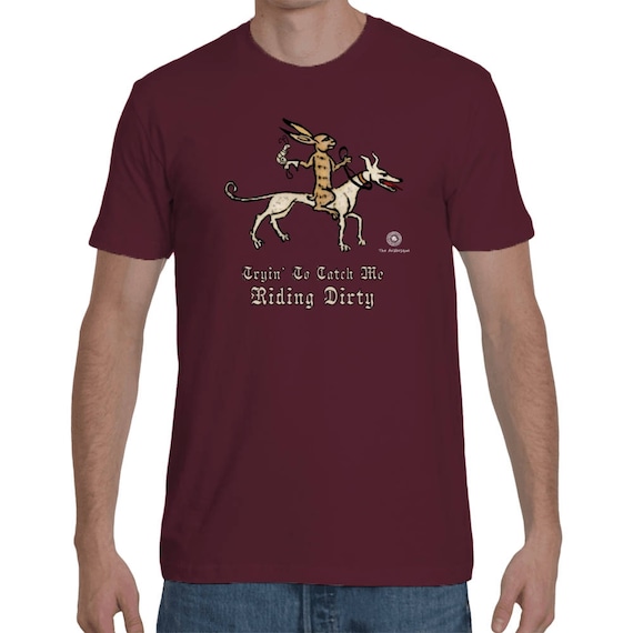 Riding Dirty Medieval Themed Premium Cotton T-Shirt For Men Inspired From The Marginalia Guillaume Durand's Pontifical - Bunny Knight