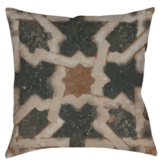 Andalusian Symmetry - Decorative Pillow For Home Decor With Medieval Geometric Arabesque Pattern