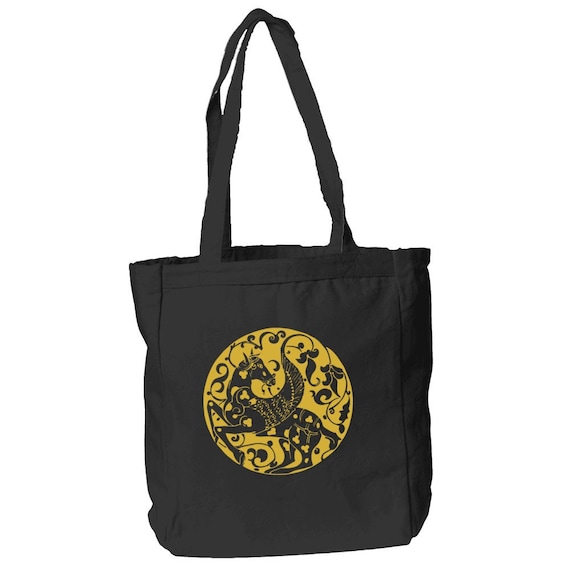 Defy Gravity Medieval Winged Horse or Pegasus 12 oz Canvas Book Tote Bag By The Arabesque