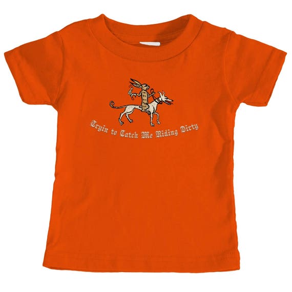 The \"Riding Dirty\" Medieval Bunny Infant T-Shirt by The Arabesque