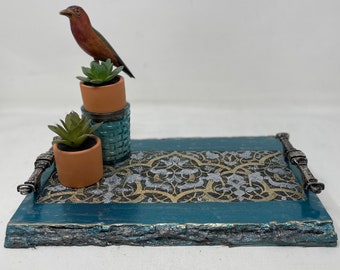 The Arabesque® Medieval Decorative Wooden Vanity or Accent Tray with Laser Engraved Handpainted Arabesque Design