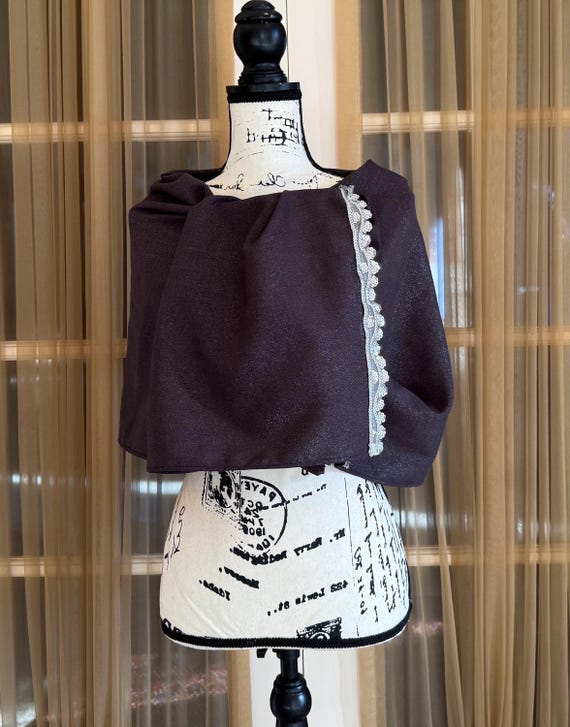 The Arabesque® Handmade Rich & Elegant Scarf With A Beautiful Lace - Day and Evening, Elegant Wear Accessory, Wedding, Formal Attire