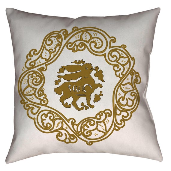 Arabesque Obsession - Bunny Medieval Art Design Home Decor Pillow