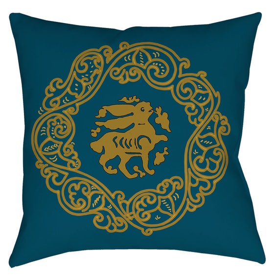 Arabesque Obsession - Teal Color Medieval Art Design Home Decor Bunny Pillow