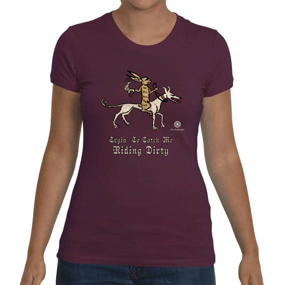 Riding Dirty Medieval Themed Premium Cotton T-Shirt For Women Inspired From The Marginalia Guillaume Durand's Pontifical - Bunny Knight