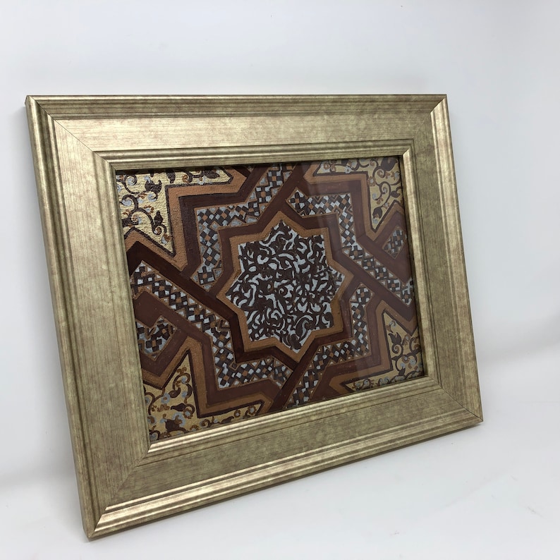 The Arabesque® Medieval Islamic Art Wall Hanging Painting With 12th Century Moroccan Almoravid Geometric Arabesque Pattern Canvas Painting. image 3